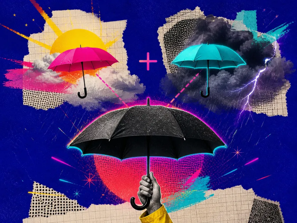 Electric editorial collage illustrating Subadditivity Effect